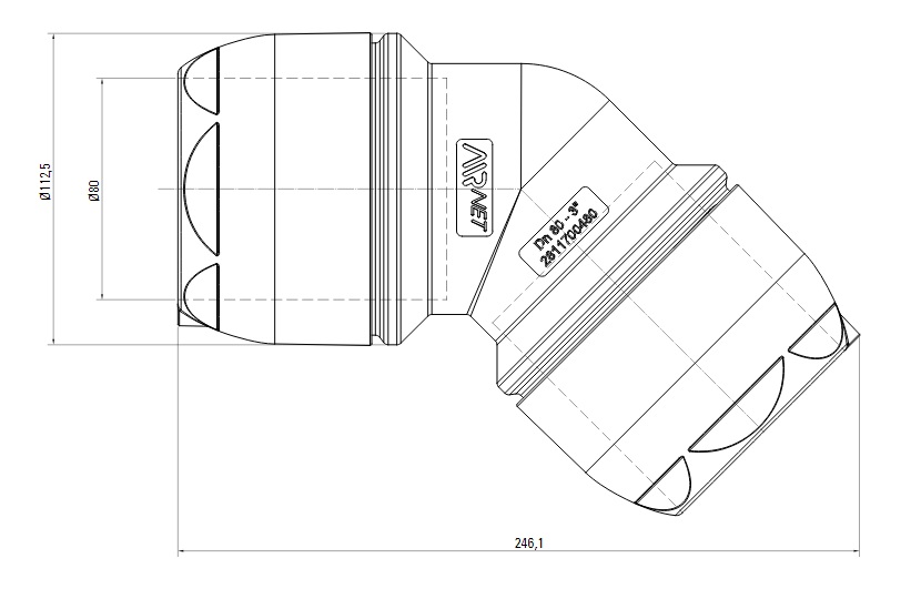 Kolano  45° DN80