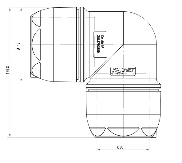 Kolano  90° DN80